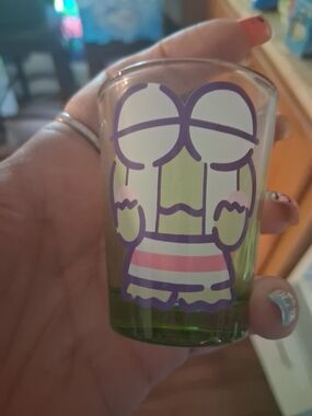 Keropi Shot Glass - Green with Purple & Pink Accents